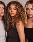 Three models showcasing healthy, smooth, and shiny hair achieved with the ZIGZAG Brush and ZIGZAG Travel.