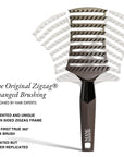 ZIGZAG Brush flexing to show patented ultra-flexible design that protects hair health and prevents breakage.