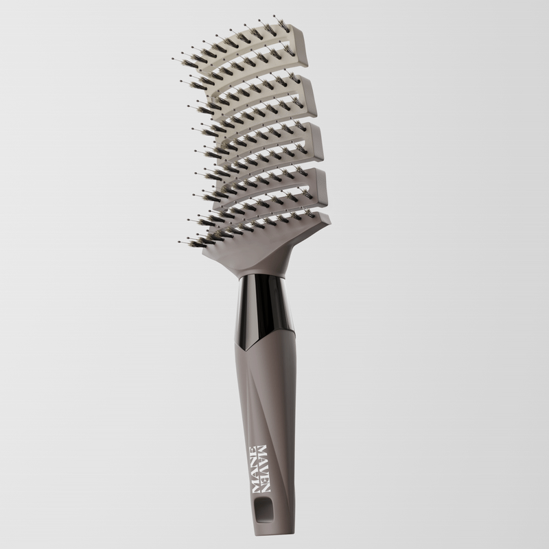 ZIGZAG Brush with natural boar bristles and flexible pins – perfect for professional and everyday detangling and scalp massage.