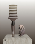 The ZIGZAG Duo set featuring the ZIGZAG Brush and ZIGZAG Travel Hair Brush for complete hair care at home and on the go.