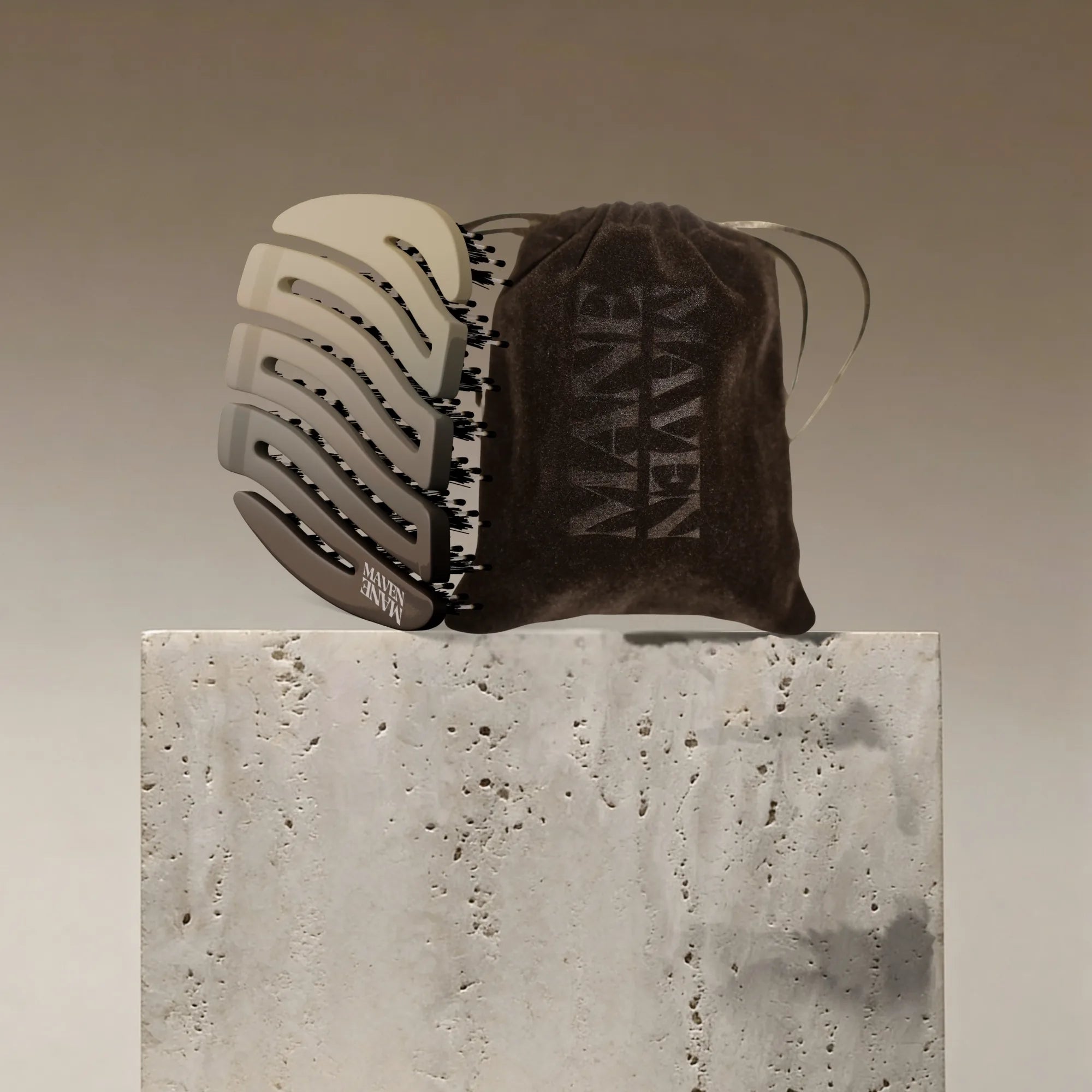 ZIGZAG Travel Hair Brush side view showing soft rounded pins and boar bristles for smooth and gentle detangling without pulling or breakage.