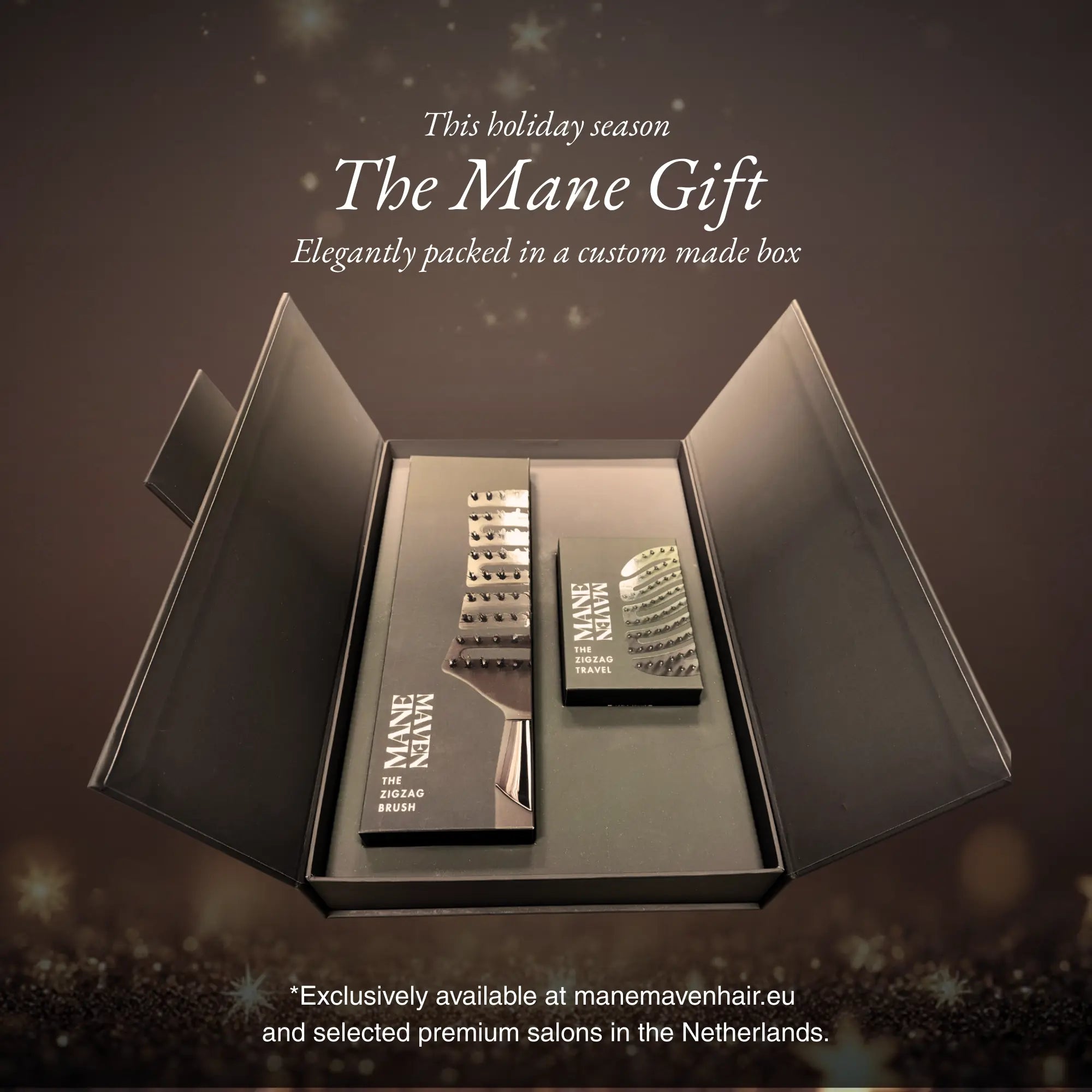 The ZIGZAG Duo set presented in premium gift packaging, the perfect luxury hair brush set.