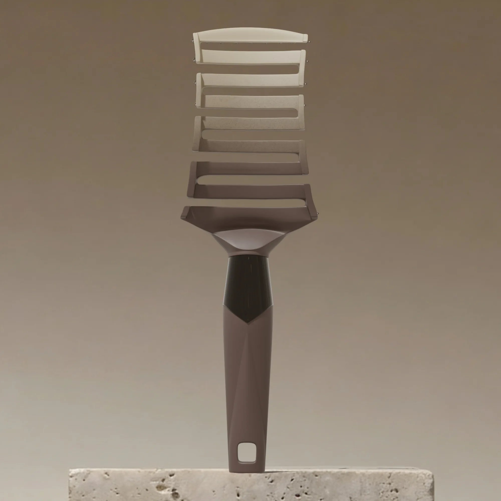 Back view of the ZIGZAG Brush highlighting the flexible zigzag frame and ergonomic design for healthy hair brushing.