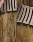 ZIGZAG Brush in wet and dry use gently detangling hair while softly polishing for smooth, shiny results.