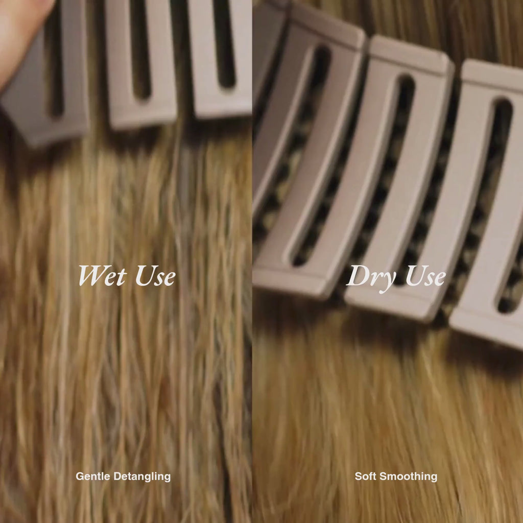 ZIGZAG Brush used on wet and dry hair for gentle detangling, smoothing, and frizz control.